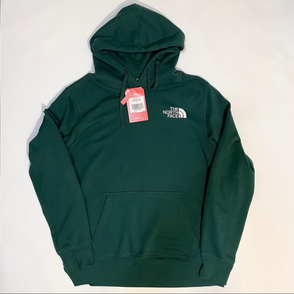 Forest green north face hoodie sweatshirt